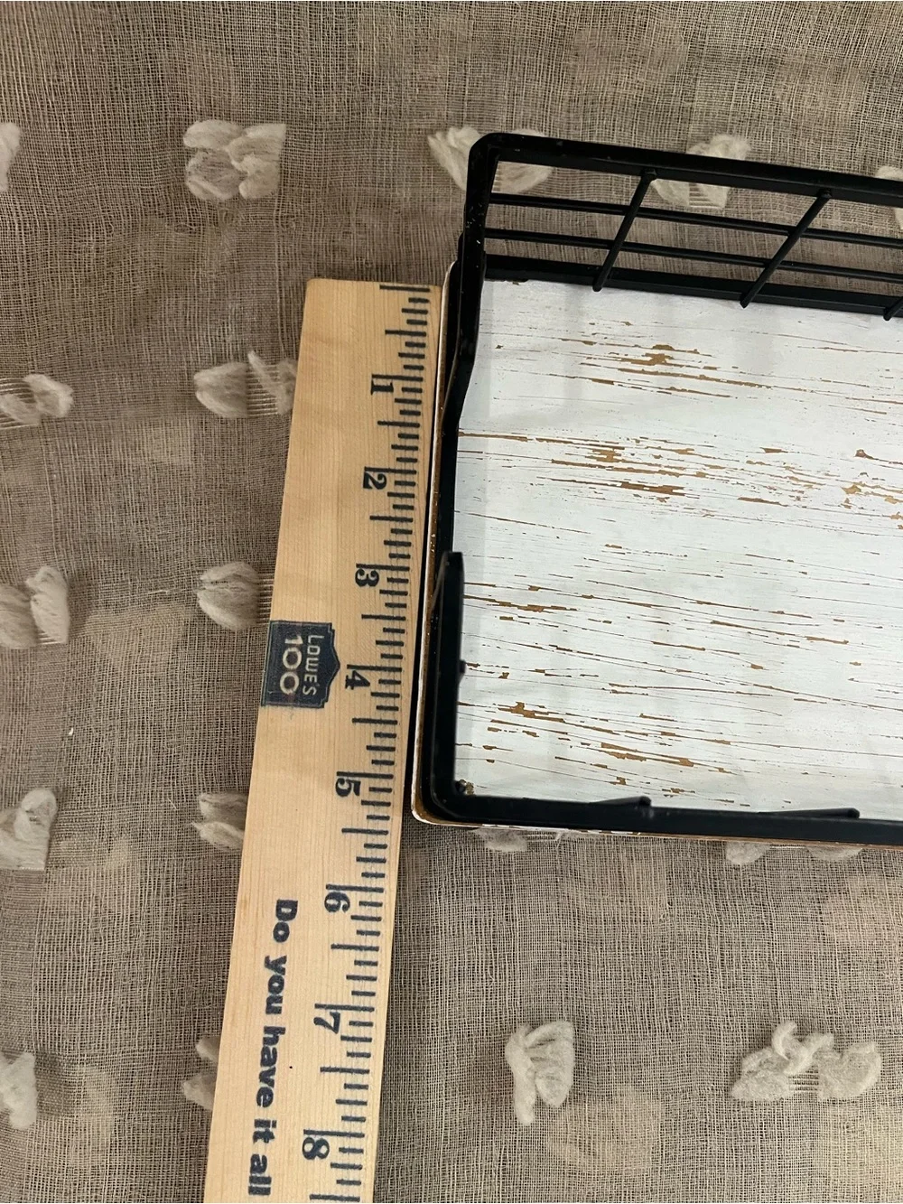 Black Wire & White Distressed Wood Farmhouse Napkin Tray